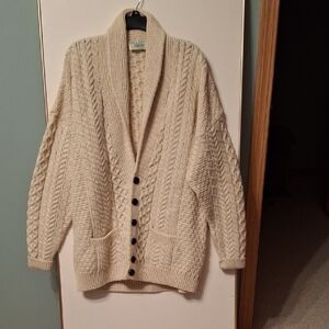 Crean Irish Fisherman Cable Knit Wool Cardigan